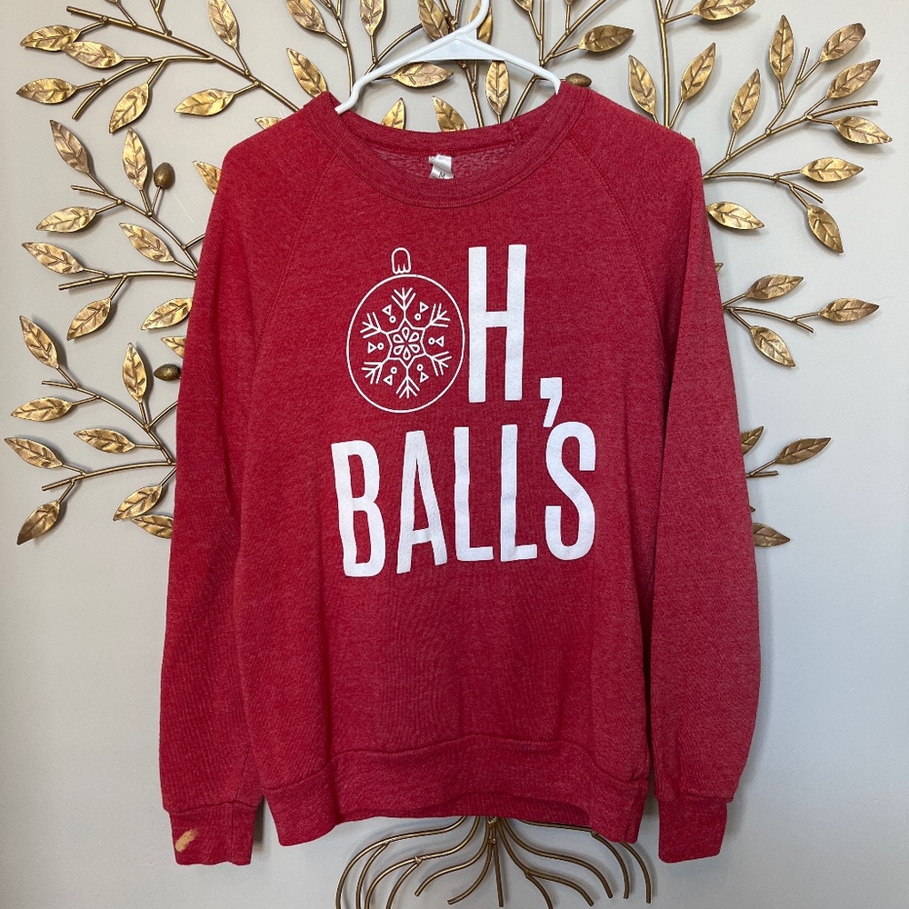Red Oh, balls Christmas sweater size medium